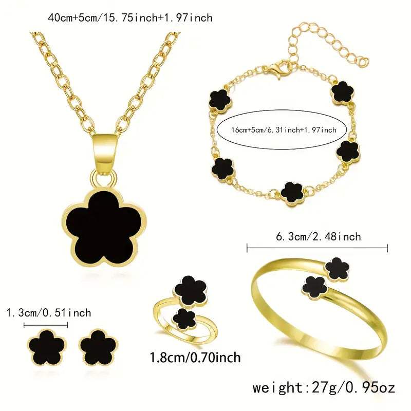 Necklace, Earrings, Bracelet, Ring Five-piece Set