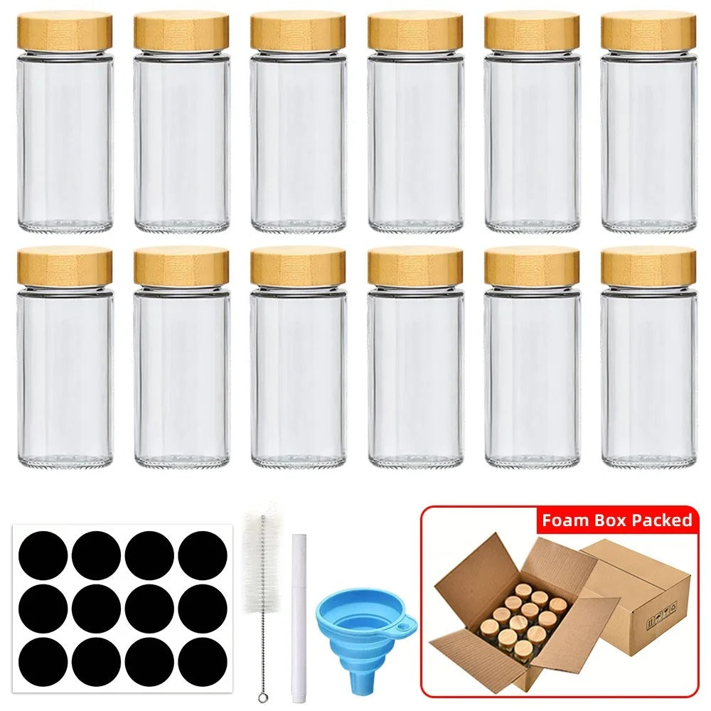 12 pcs Glass Spice Jars